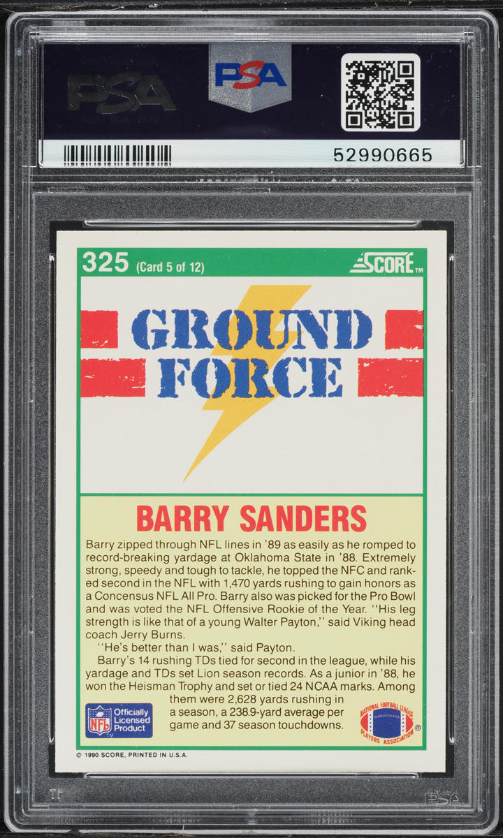 1990 Score Football Barry Sanders #325 PSA 10 GEM MINT
