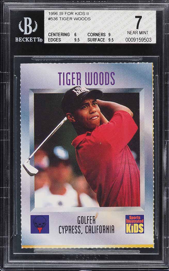 1996 Sports Illustrated For Kids Tiger Woods ROOKIE #536 BGS 7 NRMT