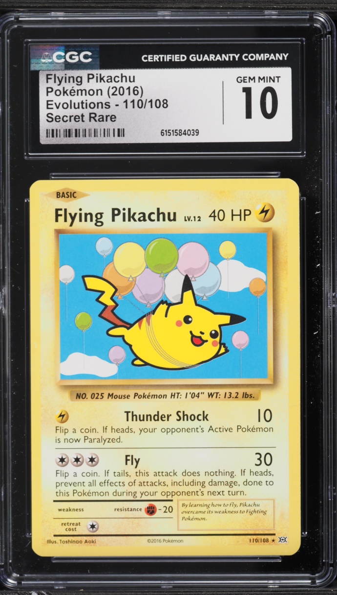 2016 Pokemon XY Evolutions Flying Pikachu #110 CGC 10 GEM MINT