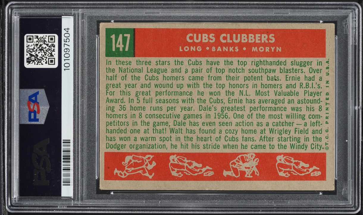 1959 Topps Ernie Banks CUBS' CLUBBERS #147 PSA 3 VG