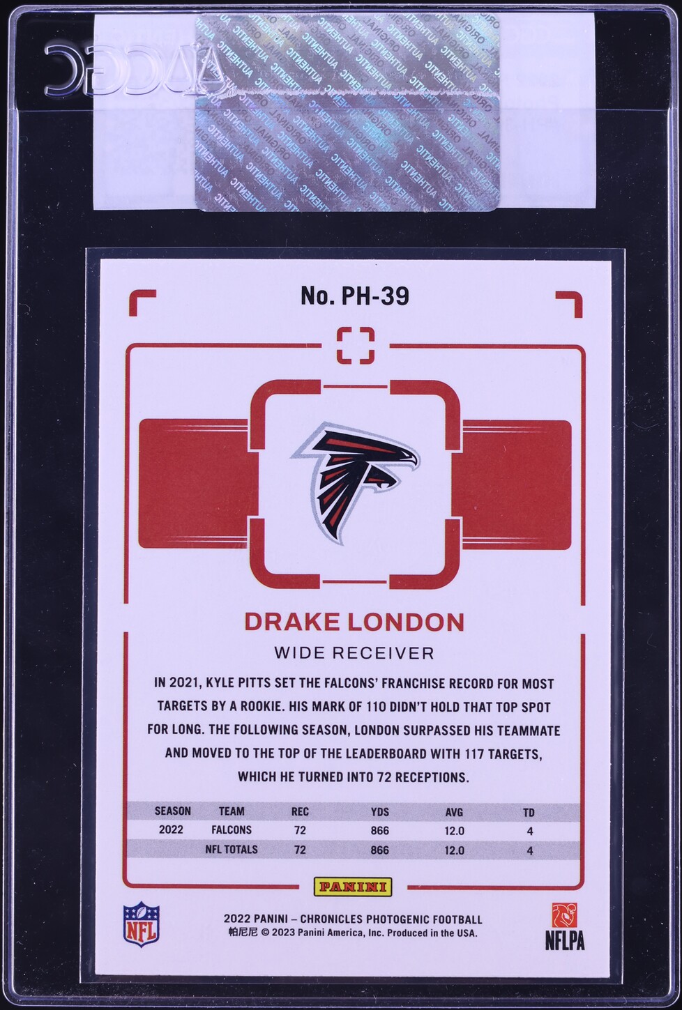 2022 Panini Chronicles Photogenic Drake London ROOKIE #PH-39 CGC AUTH