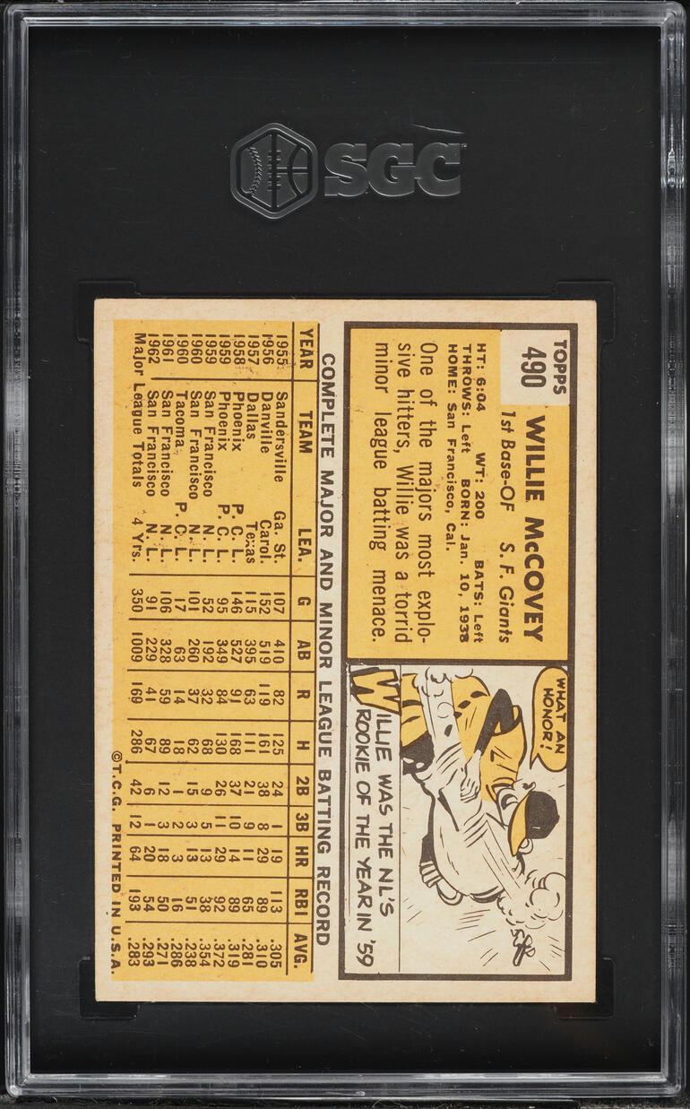 1963 Topps Willie McCovey #490 SGC 5 EX