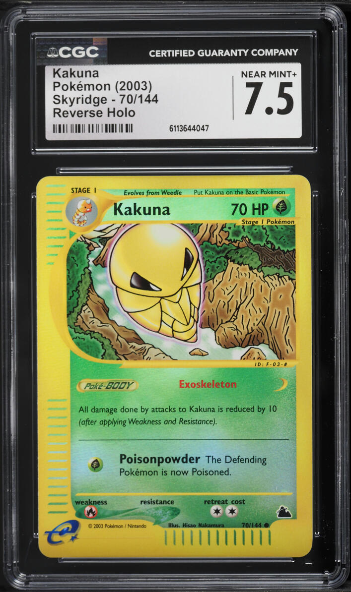 2003 Pokemon Skyridge Reverse Holo Kakuna #70 CGC 7.5 NRMT+