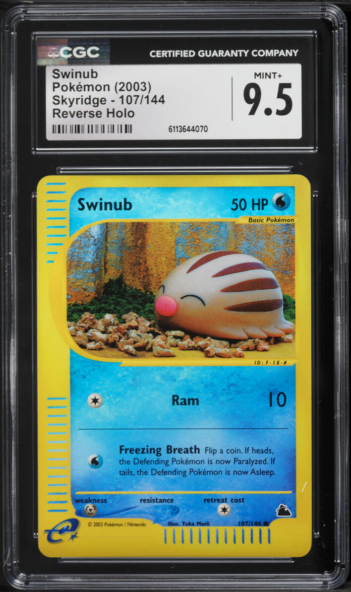2003 Pokemon Skyridge Reverse Holo Swinub #107 CGC 9.5 MINT+