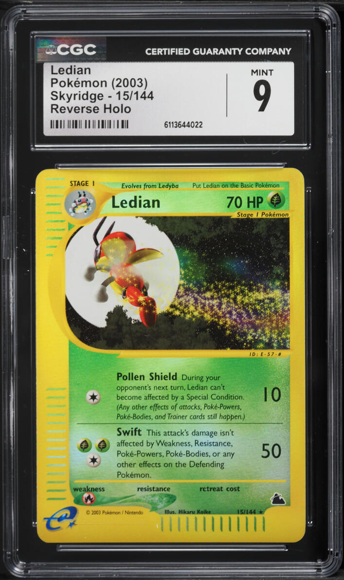 2003 Pokemon Skyridge Reverse Holo Ledian #15 CGC 9 MINT