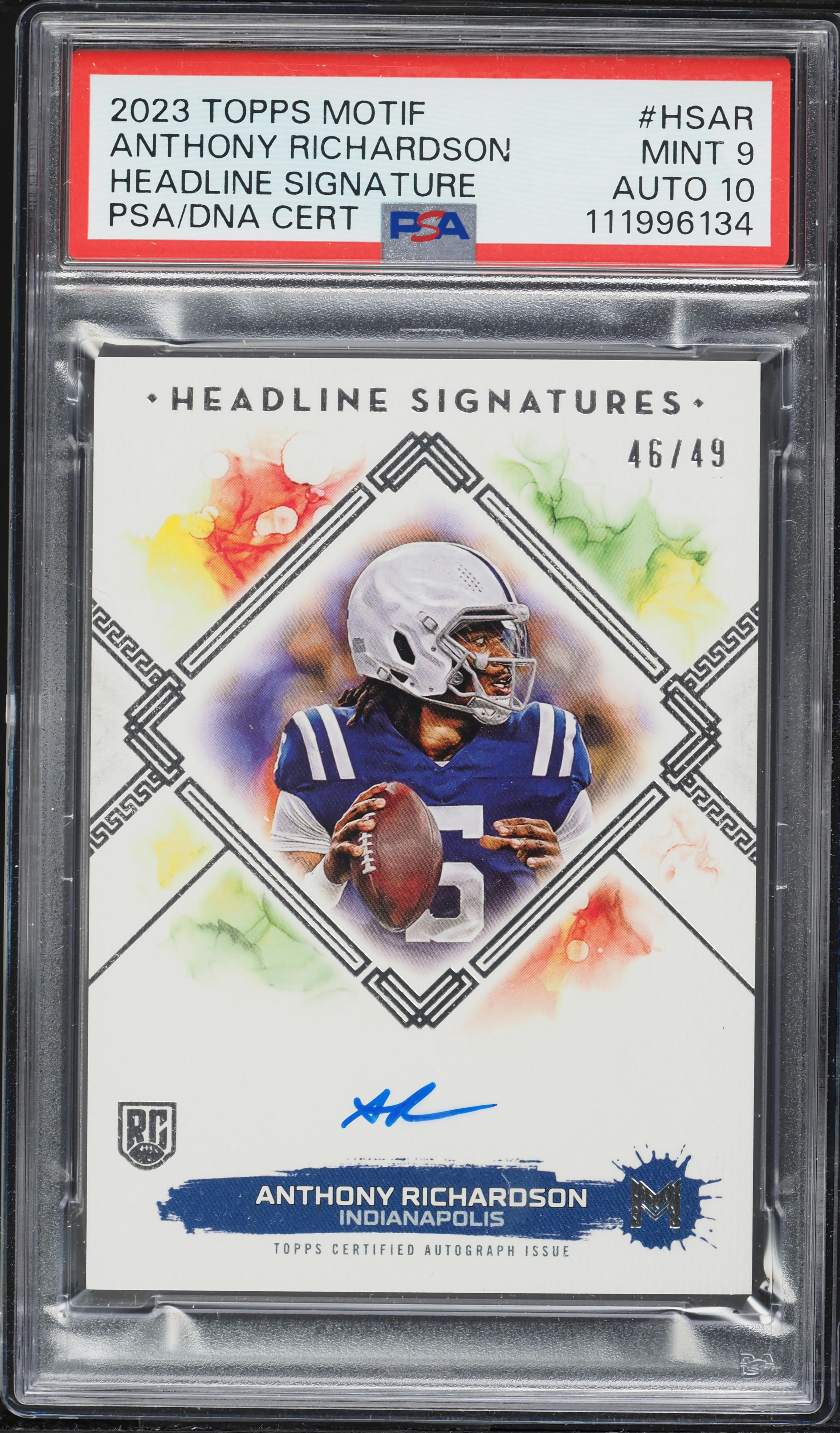 Anthony Richardson auto RC ルーキー 2023 Topps Motif Headline Anthony Richardson ROOKIE AUTO DNA 10