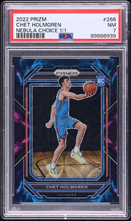 2022 Panini Prizm Nebula Choice Chet Holmgren ROOKIE 1/1 #266 PSA 7 NRMT