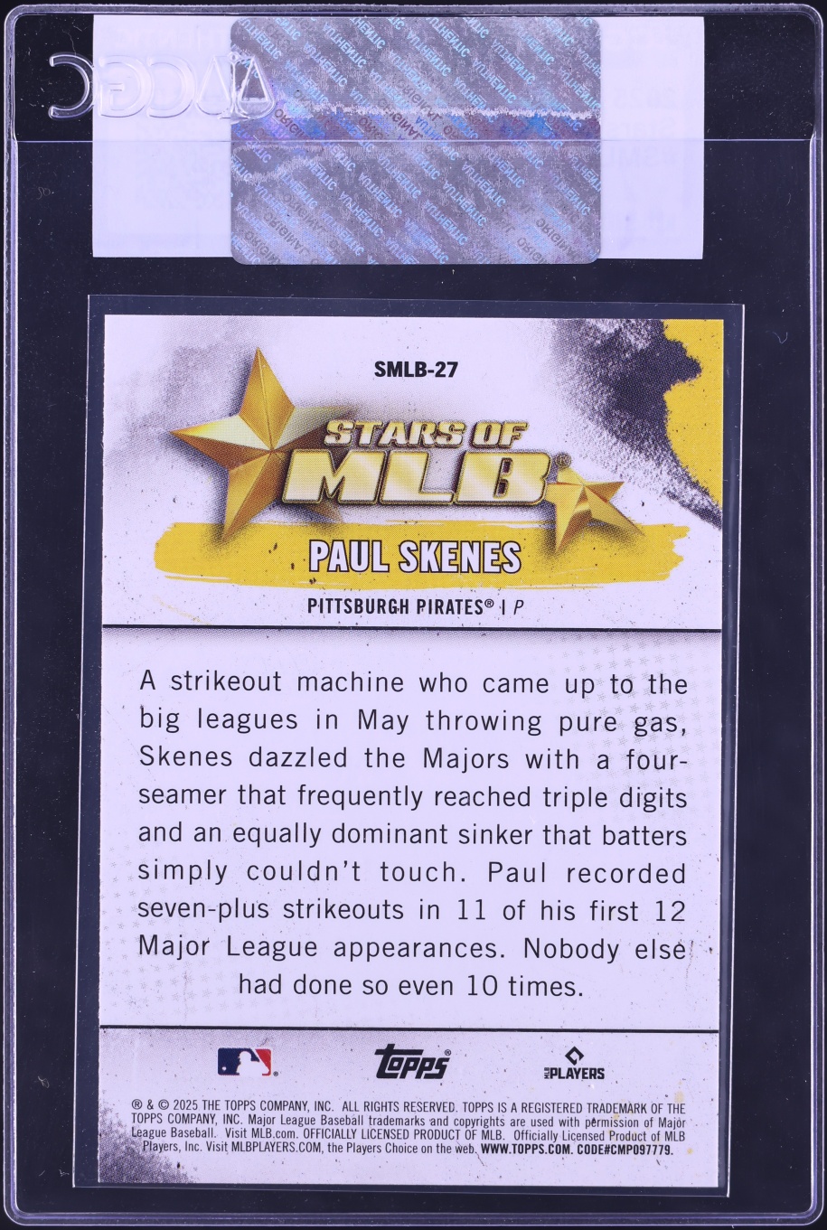 2025 Topps Stars Of MLB Paul Skenes #SMLB-27 CGC AUTH