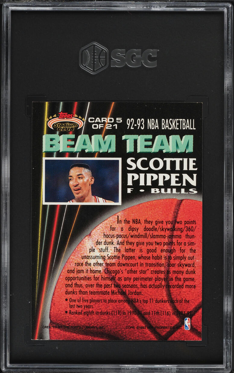 1992 Stadium Club Beam Team Scottie Pippen #5 SGC 8 NM-MT