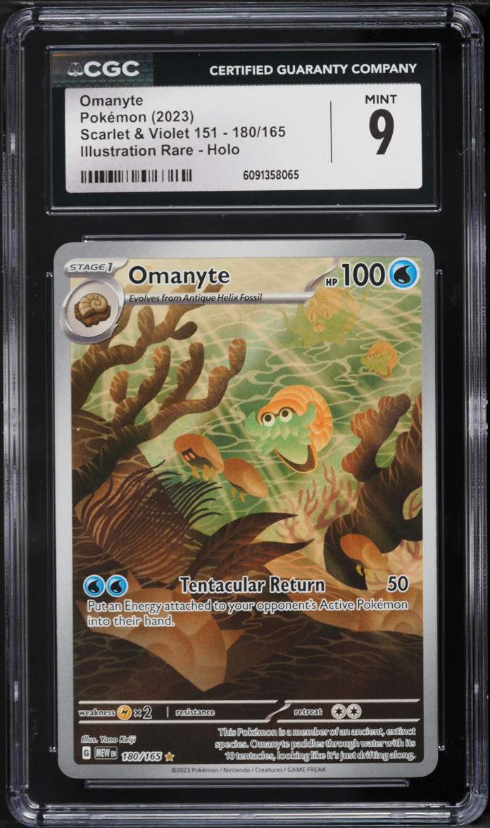2023 Pokemon Scarlet & Violet 151 Illustration Rare Omanyte #180 CGC 9 MINT