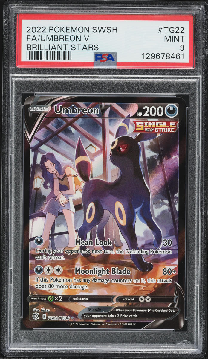 2022 Pokemon Sword & Shield Brilliant Stars Full Art Umbreon V #TG22 PSA 9 MINT
