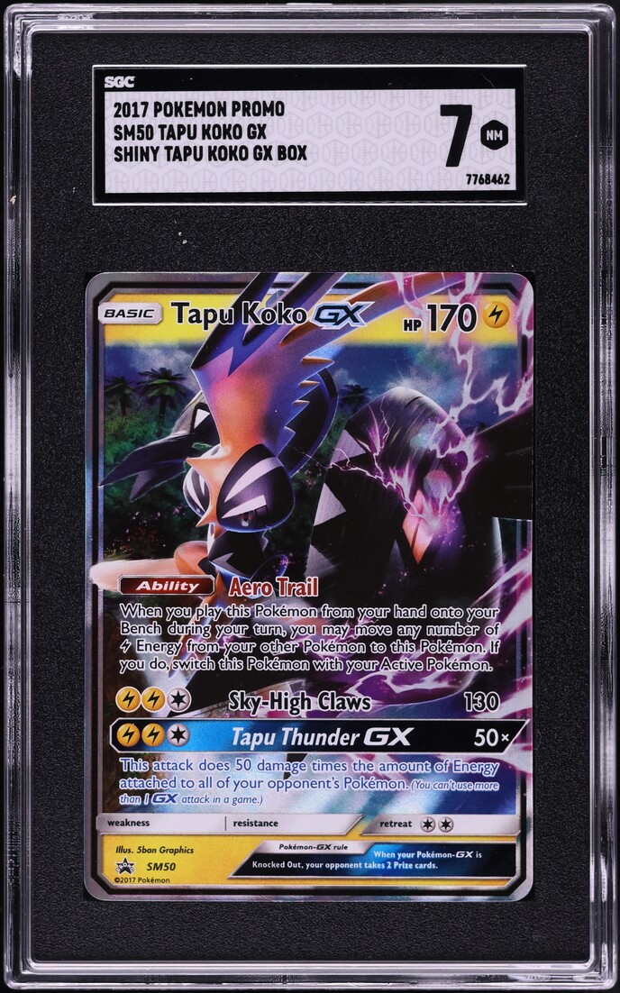 2017 Pokemon Sun & Moon Black Star Promo Shiny Tapu Koko GX #SM50 SGC 7 NRMT