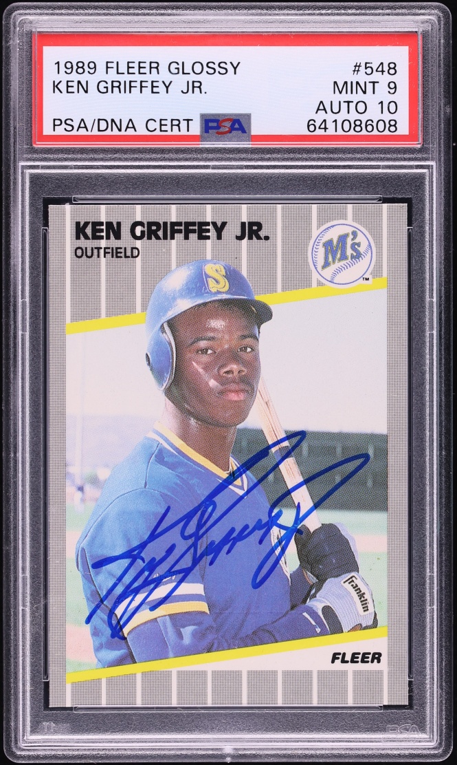 1989 Fleer Glossy Ken Griffey Jr. ROOKIE AUTO DNA 10 #548 PSA 9 MINT