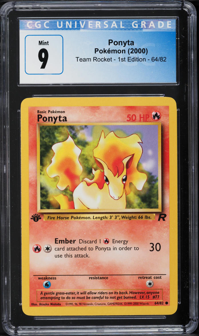 2000 Pokemon Team Rocket 1st Edition Ponyta #64 CGC 9 MINT