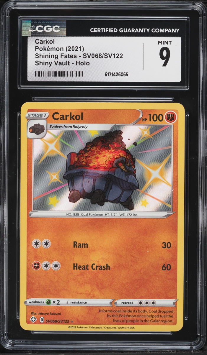 2021 Pokemon Sword & Shield Shining Fates Shiny Vault Carkol #SV068 CGC 9 MINT