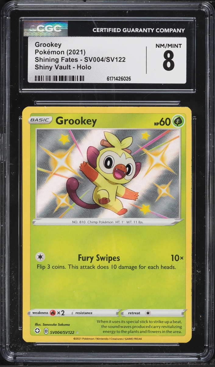 2021 Pokemon Sword & Shield Shining Fates Shiny Vault Grookey #SV004 CGC 8 NM-MT
