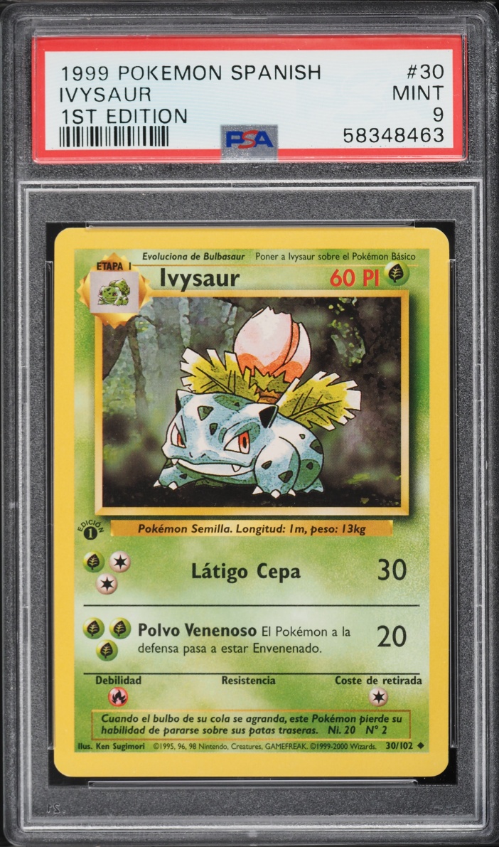 1999 Pokemon Spanish Base Set 1st Edition Ivysaur #30 PSA 9 MINT