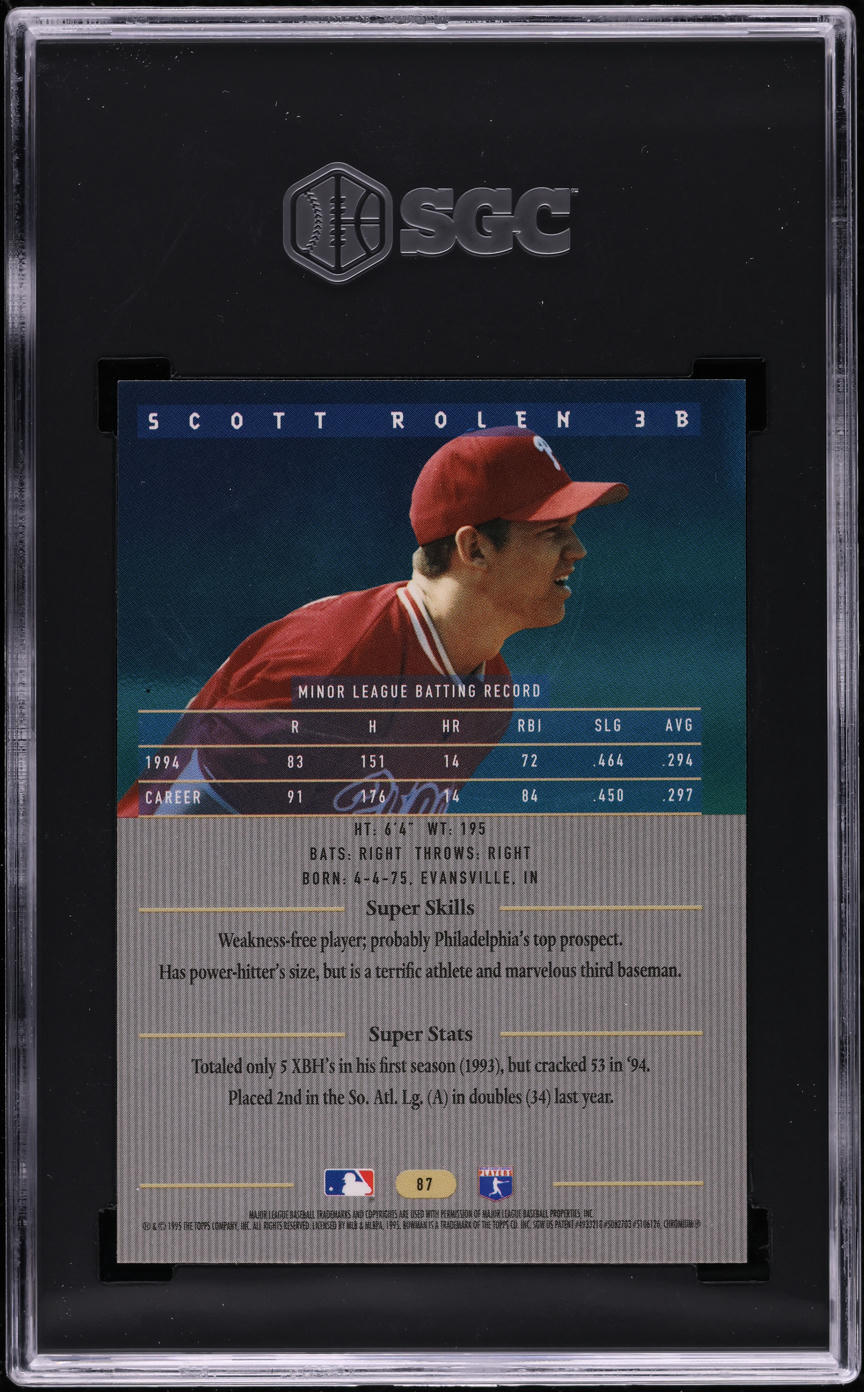1995 Bowman's Best Scott Rolen ROOKIE #87 SGC 8 NM-MT