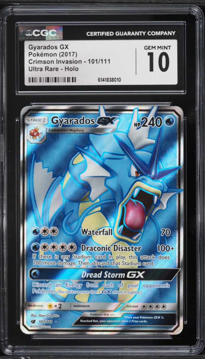 2017 Pokemon Sun & Moon Crimson Invasion Full Art Gyarados GX #101 CGC 10 GEM MINT
