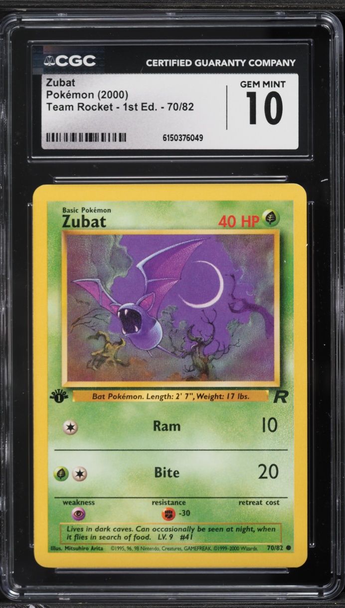 2000 Pokemon Team Rocket 1st Edition Zubat #70 CGC 10 GEM MINT