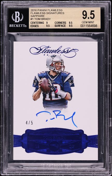 2016 Panini Flawless Signatures Sapphire Tom Brady AUTO /5 #FSTB BGS 9.5 GEM MINT - Photo 1