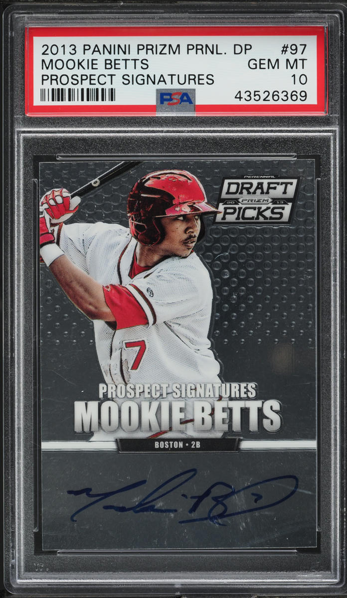 2013 Panini Prizm Perennial Draft Picks Mookie Betts ROOKIE AUTO #97 PSA 10 GEM