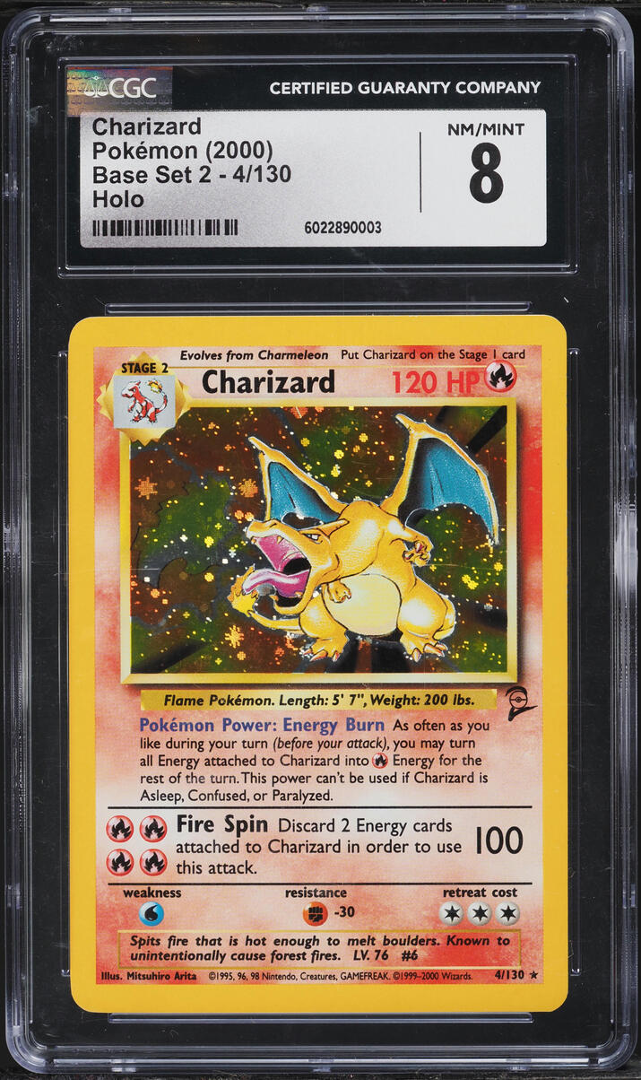 2000 Pokemon Base Set 2 Holo Charizard #4 CGC 8 NM-MT