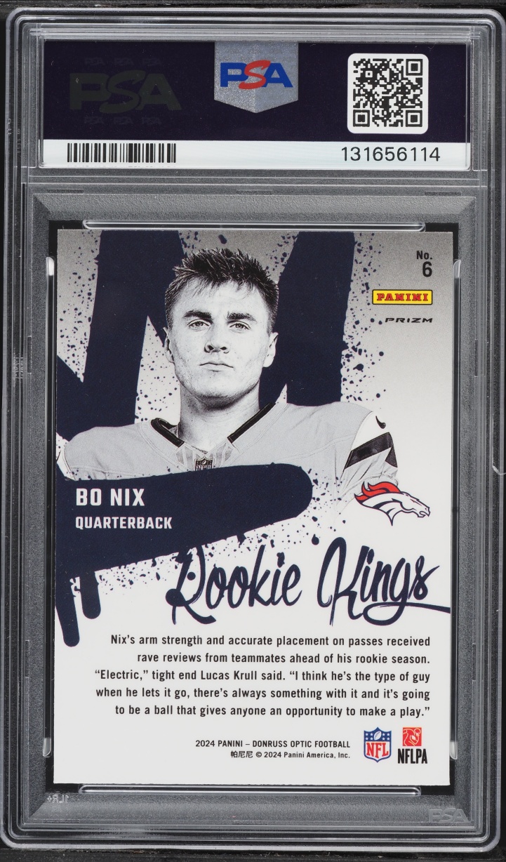 2024 Donruss Optic Rookie Kings Bo Nix ROOKIE #6 PSA 10 GEM MINT