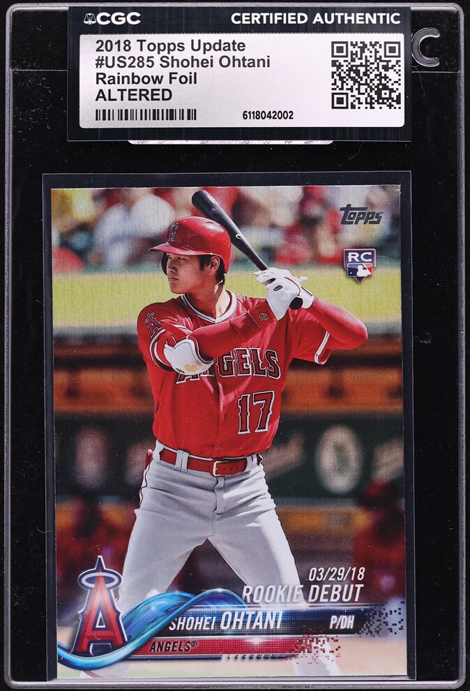 2018 Topps Update Rainbow Foil Shohei Ohtani ROOKIE #US285 CGC ALTERED AUTH