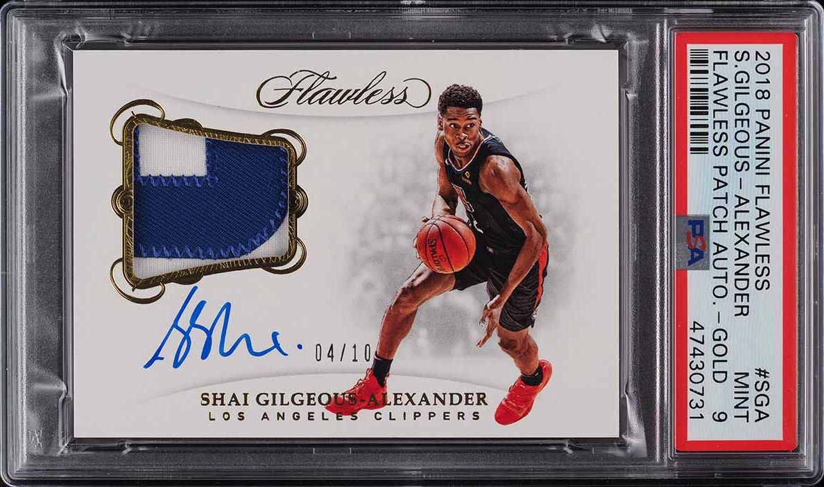 2018 Panini Flawless Gold Shai Gilgeous-Alexander ROOKIE PATCH AUTO /10 #PA-SGA PSA 9 MINT