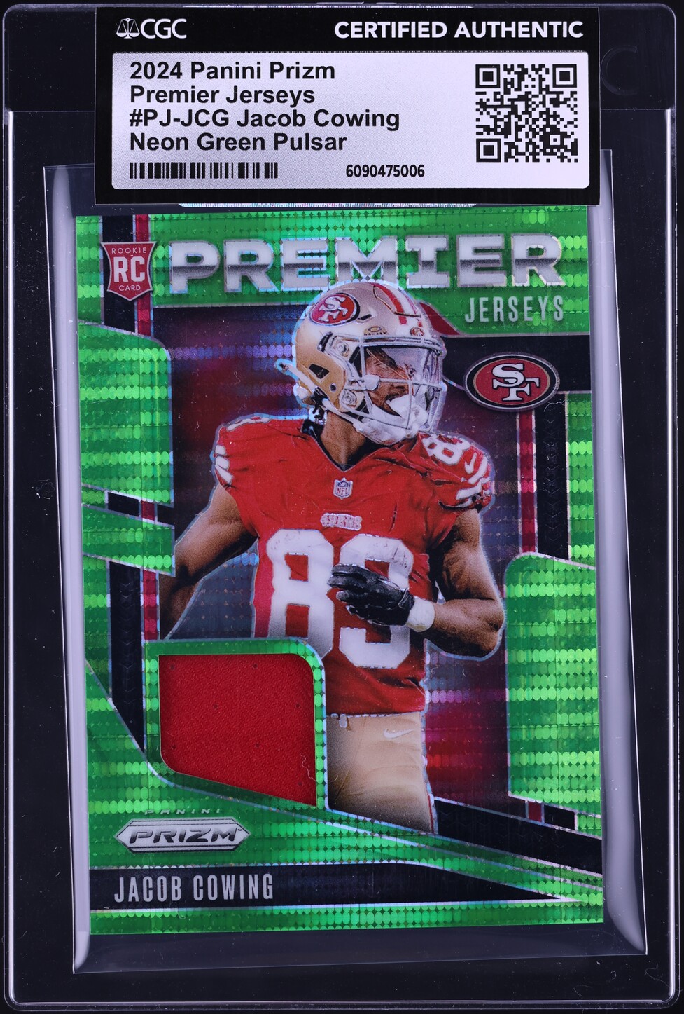 2024 Panini Prizm Premier Jerseys Neon Green Pulsar Jacob Cowing ROOKIE ...
