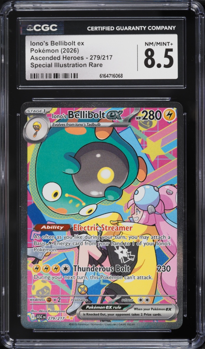 2026 Pokemon Mega Evolution Ascended Heroes SIR Iono's Bellibolt Ex #279 CGC 8.5 NM-MT+