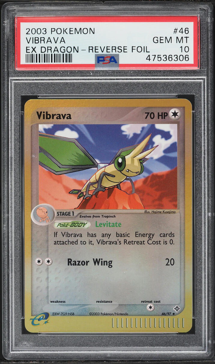2003 Pokemon EX Dragon Reverse Holo Vibrava #46 PSA 10 GEM MINT
