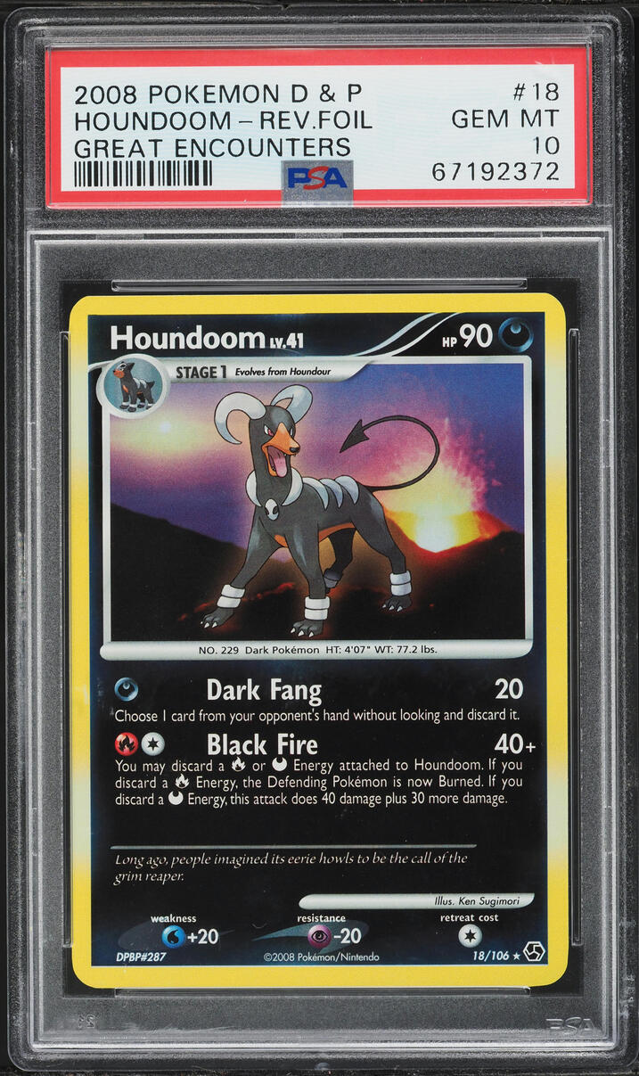 2008 Pokemon Diamond & Pearl Great Encounters Reverse Holo Houndoom #18 PSA 10 GEM MINT
