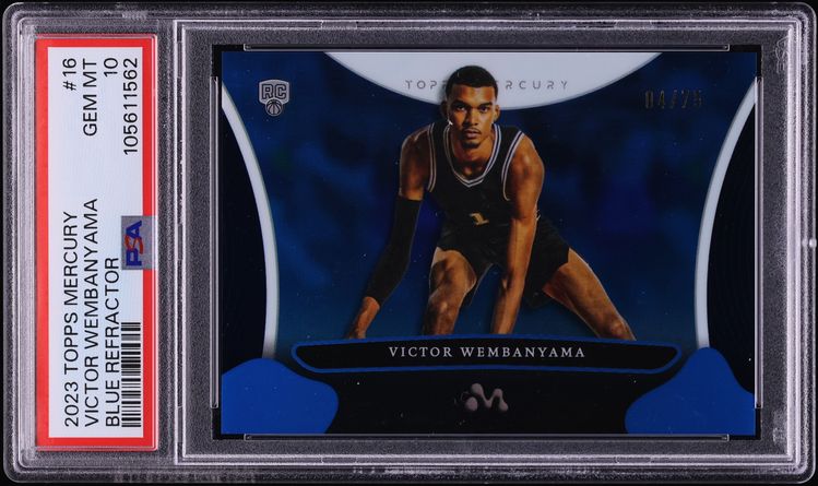 2023 Topps Mercury Blue Refractor Victor Wembanyama ROOKIE /75 #16 PSA 10 GEM MINT