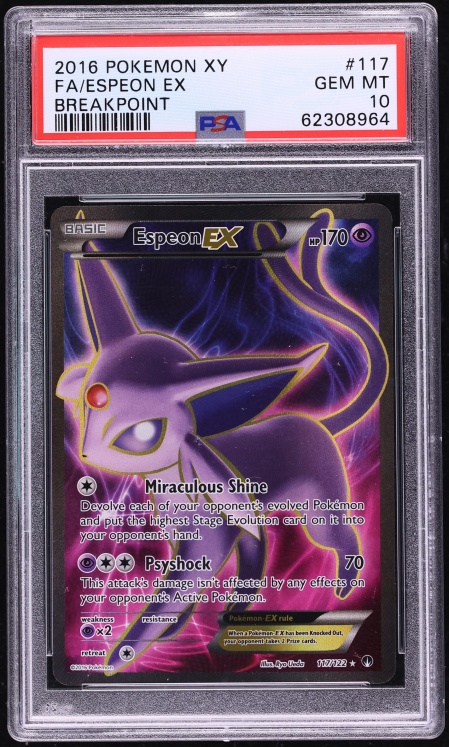 2016 Pokemon XY BREAKpoint Full Art Espeon EX #117 PSA 10 GEM MINT