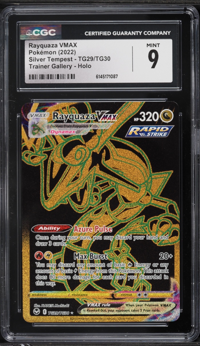 2022 Pokemon Sword & Shield Silver Tempest Full Art Rayquaza VMAX #TG29 CGC 9 MINT