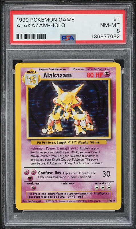 1999 Pokemon Base Set Holo Alakazam #1 PSA 10 GEM MINT on Fanatics