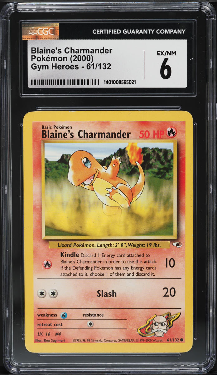 2000 Pokemon Gym Heroes Blaine's Charmander #61 CGC 6 EXMT