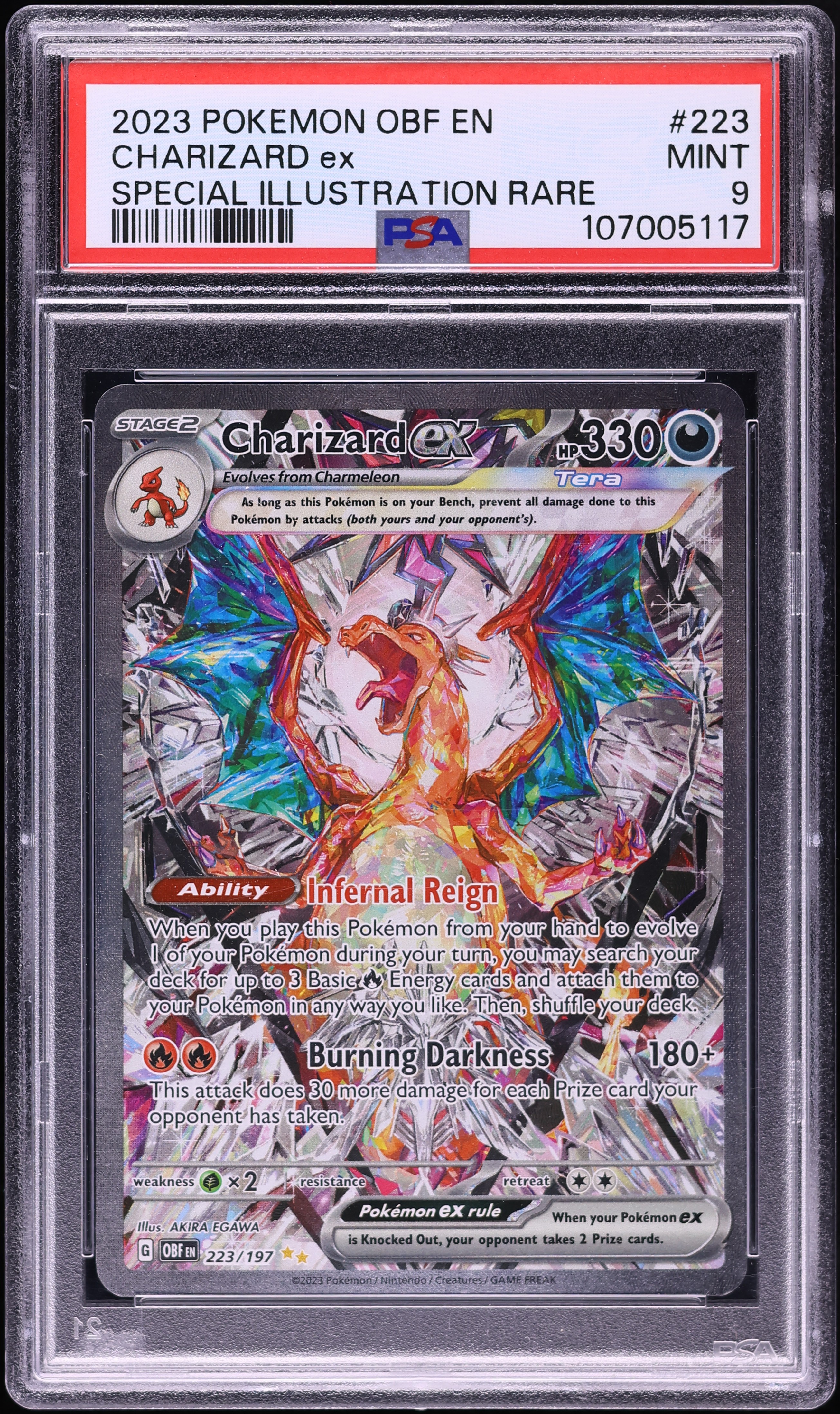 2023 Pokemon Scarlet & Violet Obsidian Flames SIR Charizard ex #223 PSA 9 MINT
