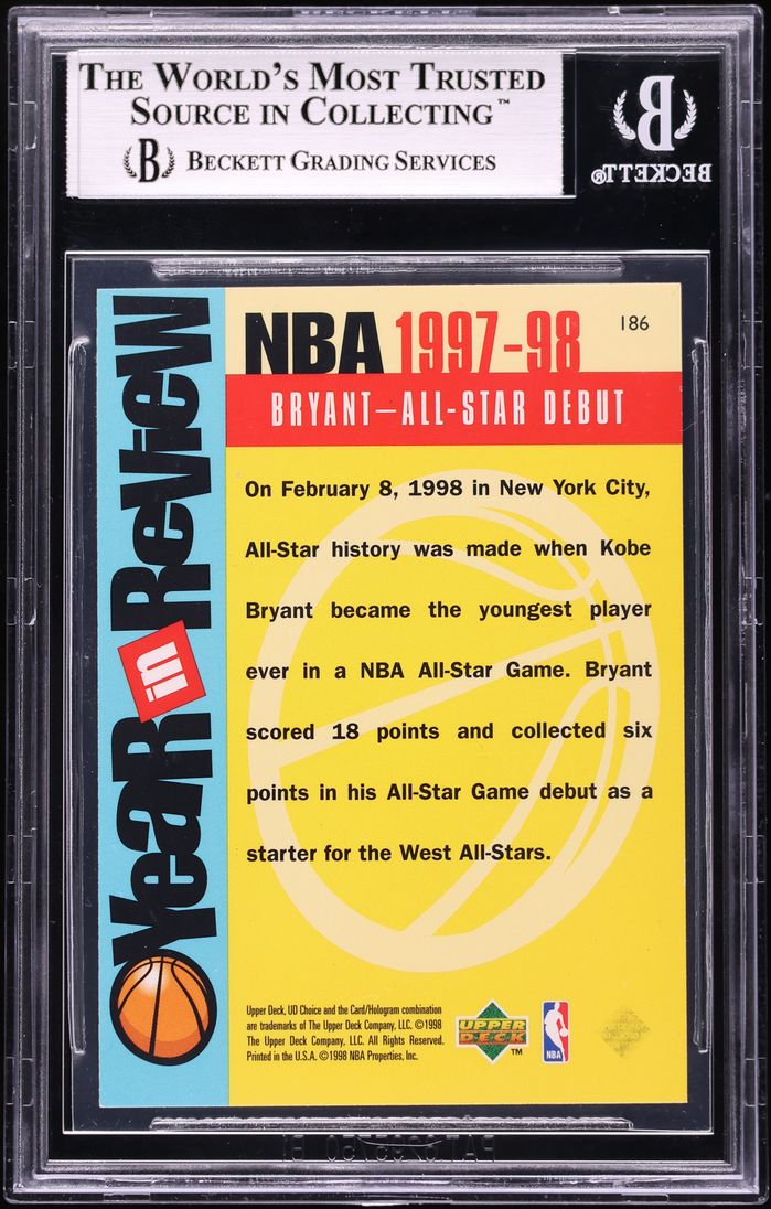 1998 Upper Deck Choice Kobe Bryant #186 BGS 8.5 NM-MT+