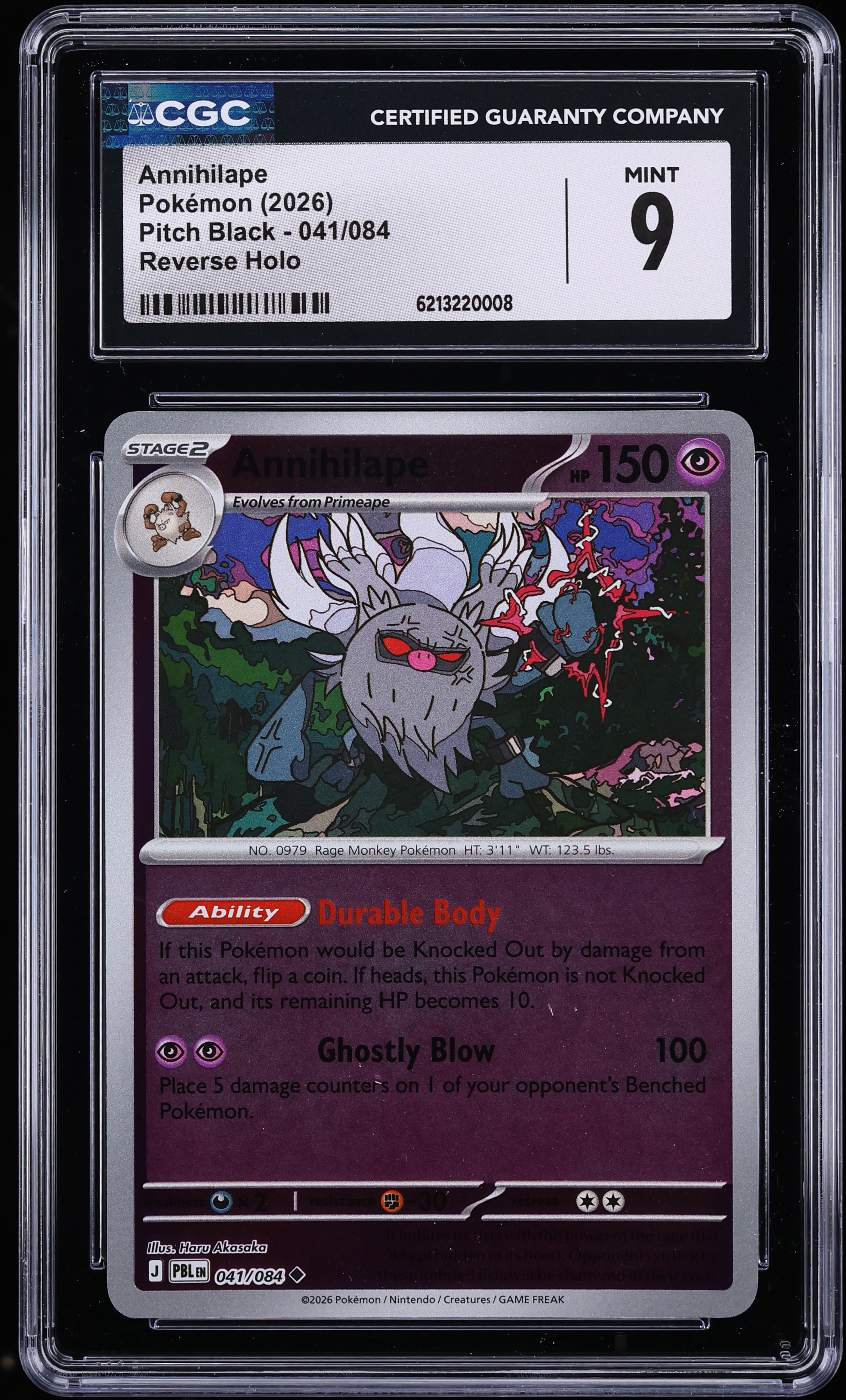 2026 Pokemon Mega Evolution Pitch Black Reverse Holo Annihilape #041 CGC 9 MINT