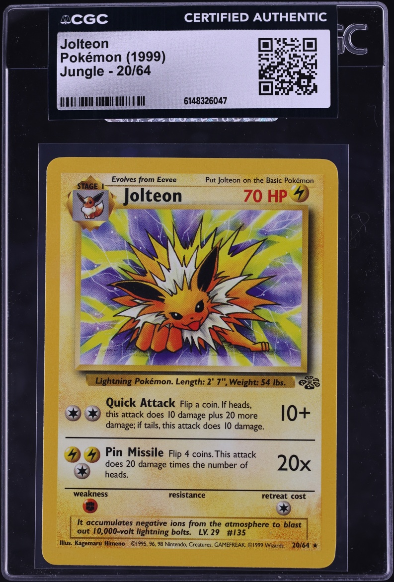 1999 Pokemon Jungle Jolteon #20 CGC AUTH