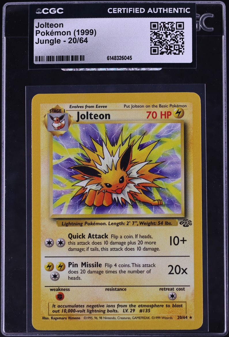 1999 Pokemon Jungle Jolteon #20 CGC AUTH