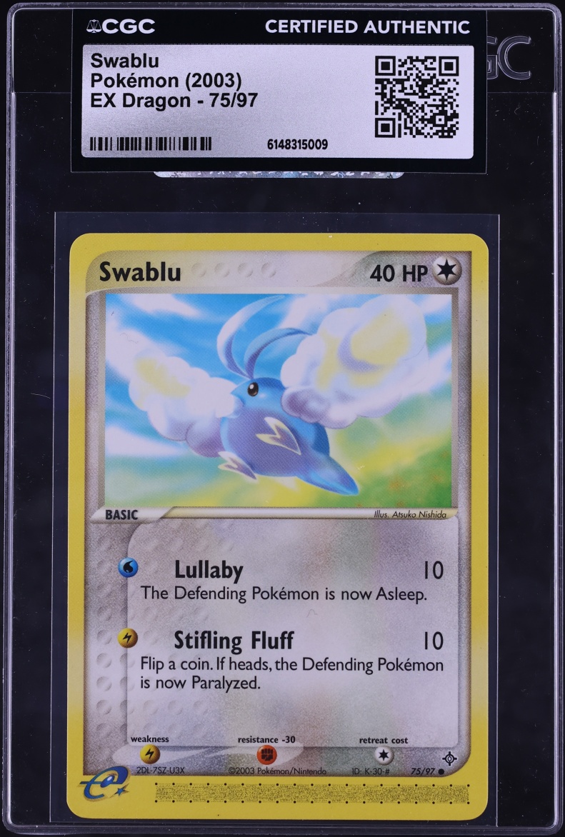 2003 Pokemon EX Dragon Swablu #75 CGC AUTH