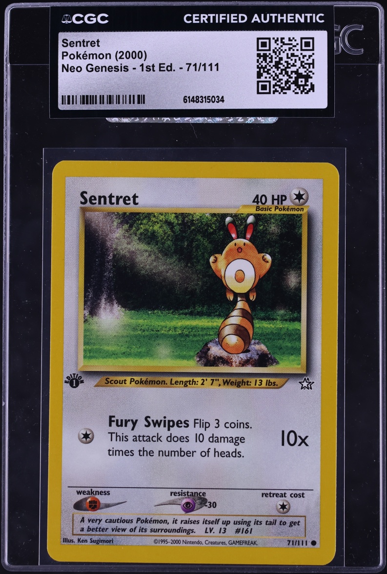 2000 Pokemon Neo Genesis 1st Edition Sentret #71 CGC AUTH
