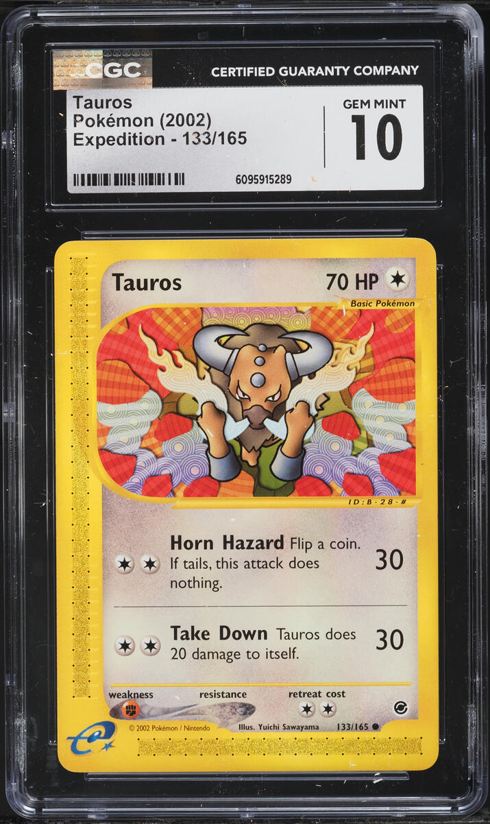 2002 Pokemon Expedition Tauros #133 CGC 10 GEM MINT