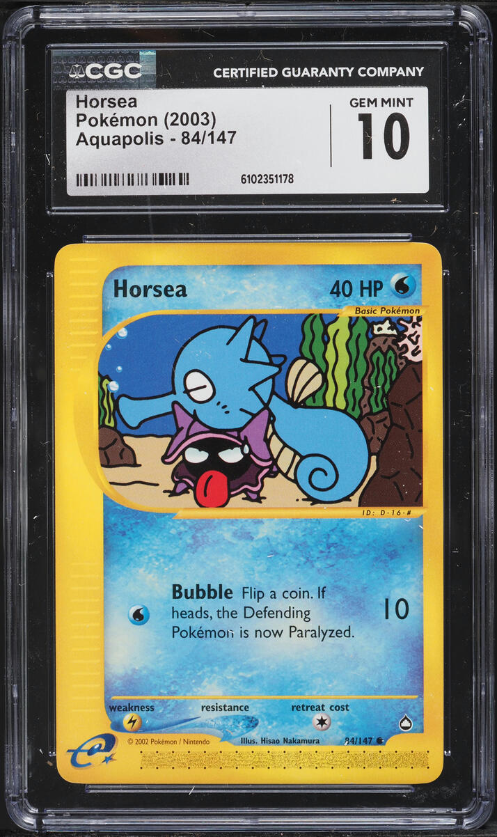 2003 Pokemon Aquapolis Horsea #84 CGC 10 GEM MINT