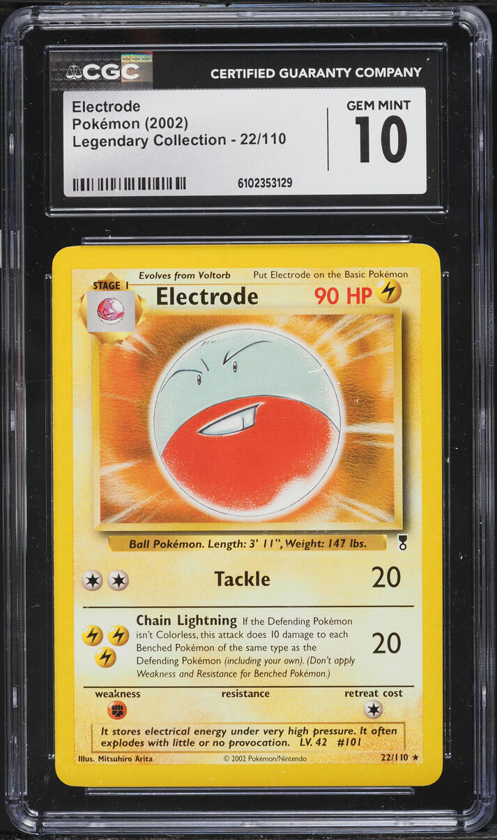 2002 Pokemon Legendary Collection Electrode #22 CGC 10 GEM MINT
