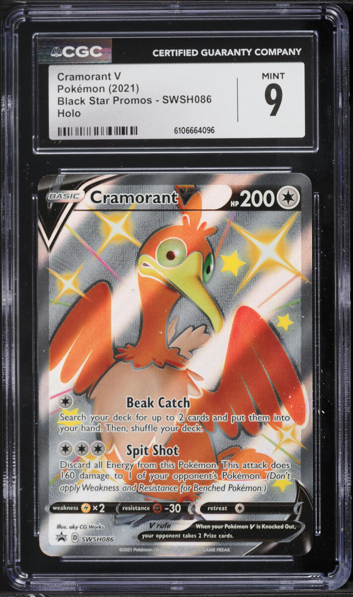 2021 Pokemon Sword & Shield Promo Shining Fates Full Art Shiny Cramorant V #SWSH086 CGC 9 MINT